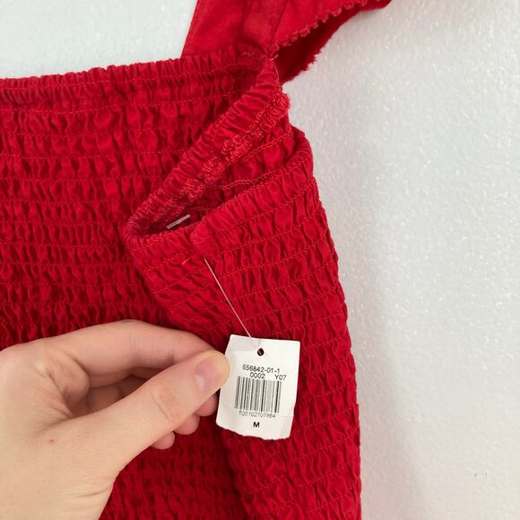 NWT Old Navy Womens M Red Smocked Sleeveless Ruffle Top Romantic Coquette - Picture 7 of 7